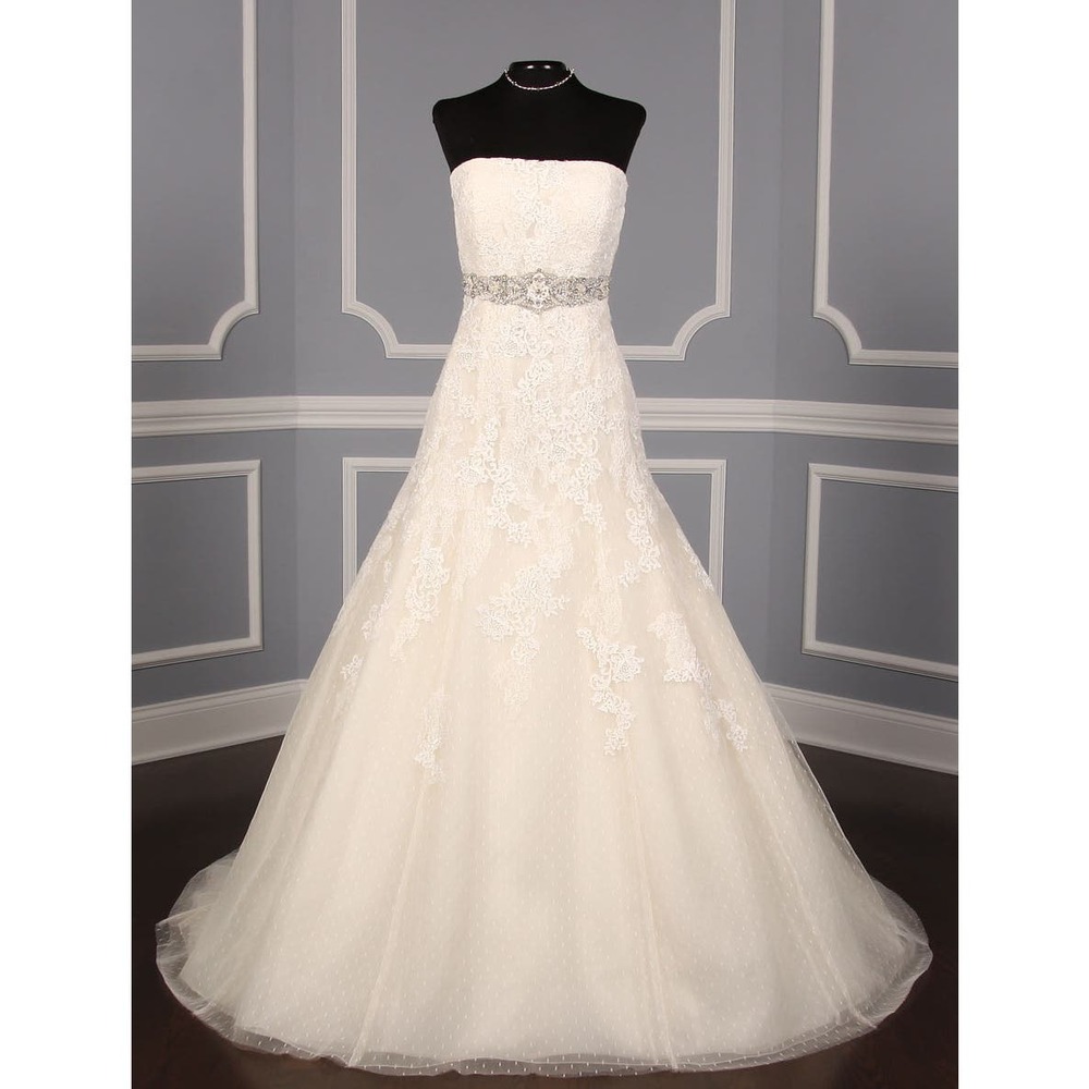 Pronovias Bilyana Ivory Strapless Fit Flare Lace Wedding Dress Plus Size 16